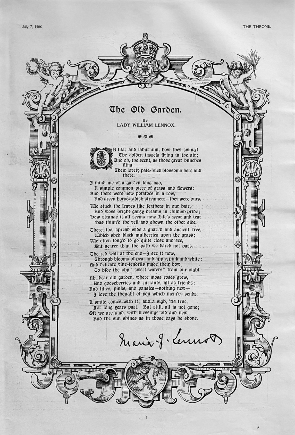 The Old Garden.  By Lady William Lennox.  1906  (Poetry).