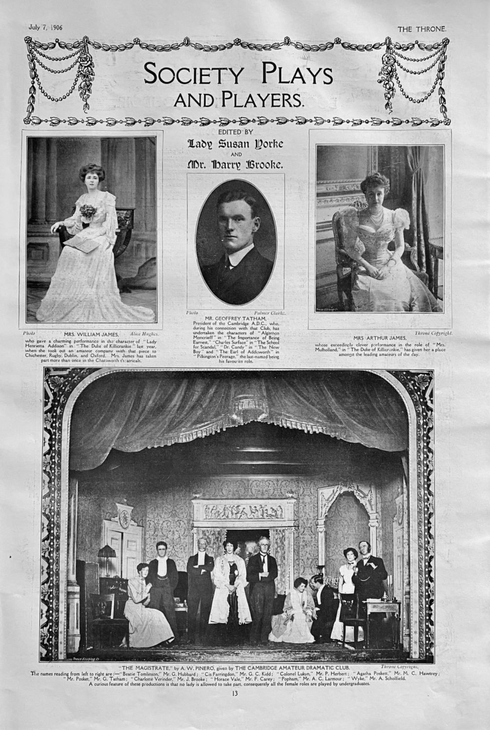 Society Plays and Players.  1906.