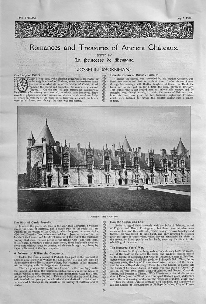 Romances and Treasures of Ancient Chateaux.  :   Josselin (Morbihan).  1906.