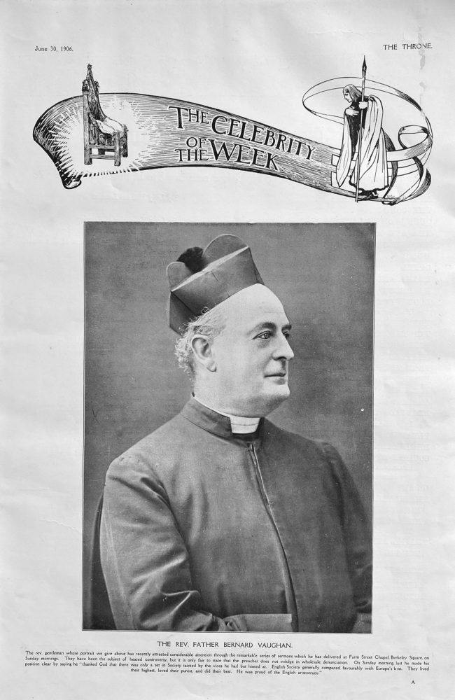 The Rev. Father Bernard Vaughan.  1906.