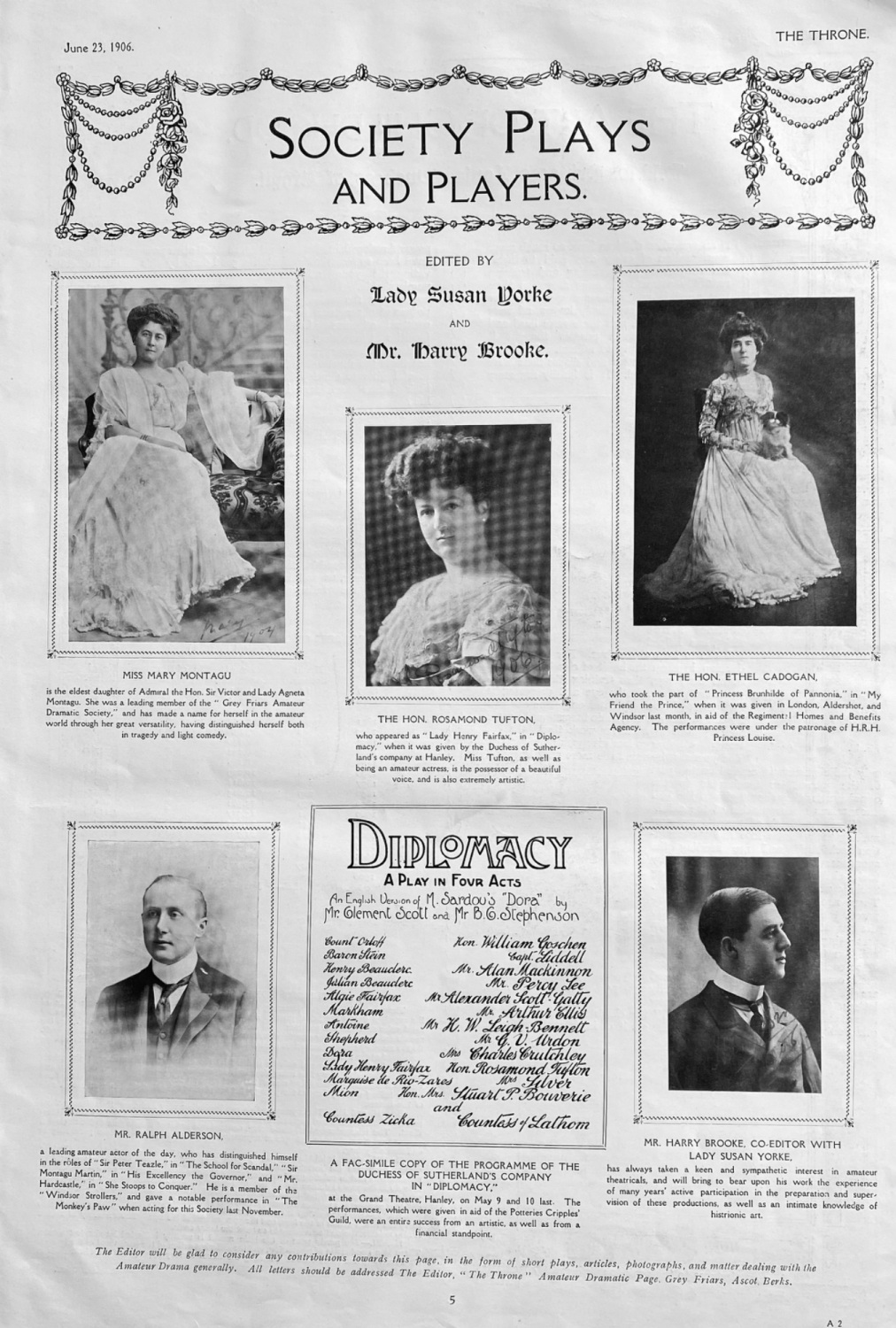 Society Plays and Players.  June 23rd, 1906.