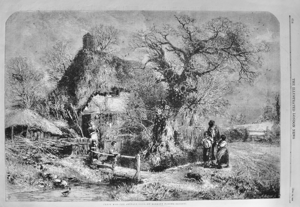 Christmas - The Cottage Door - 1859