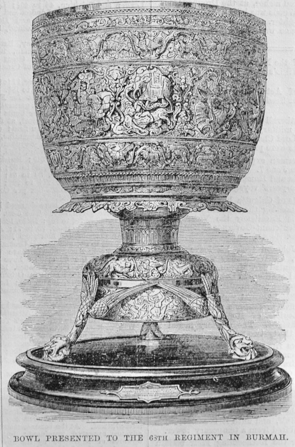 Bowl presented to the 68th Regiment in Burma - 1869