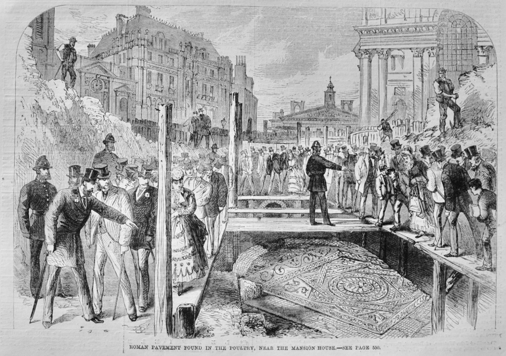 Roman Pavement near The Mansion House - 1869