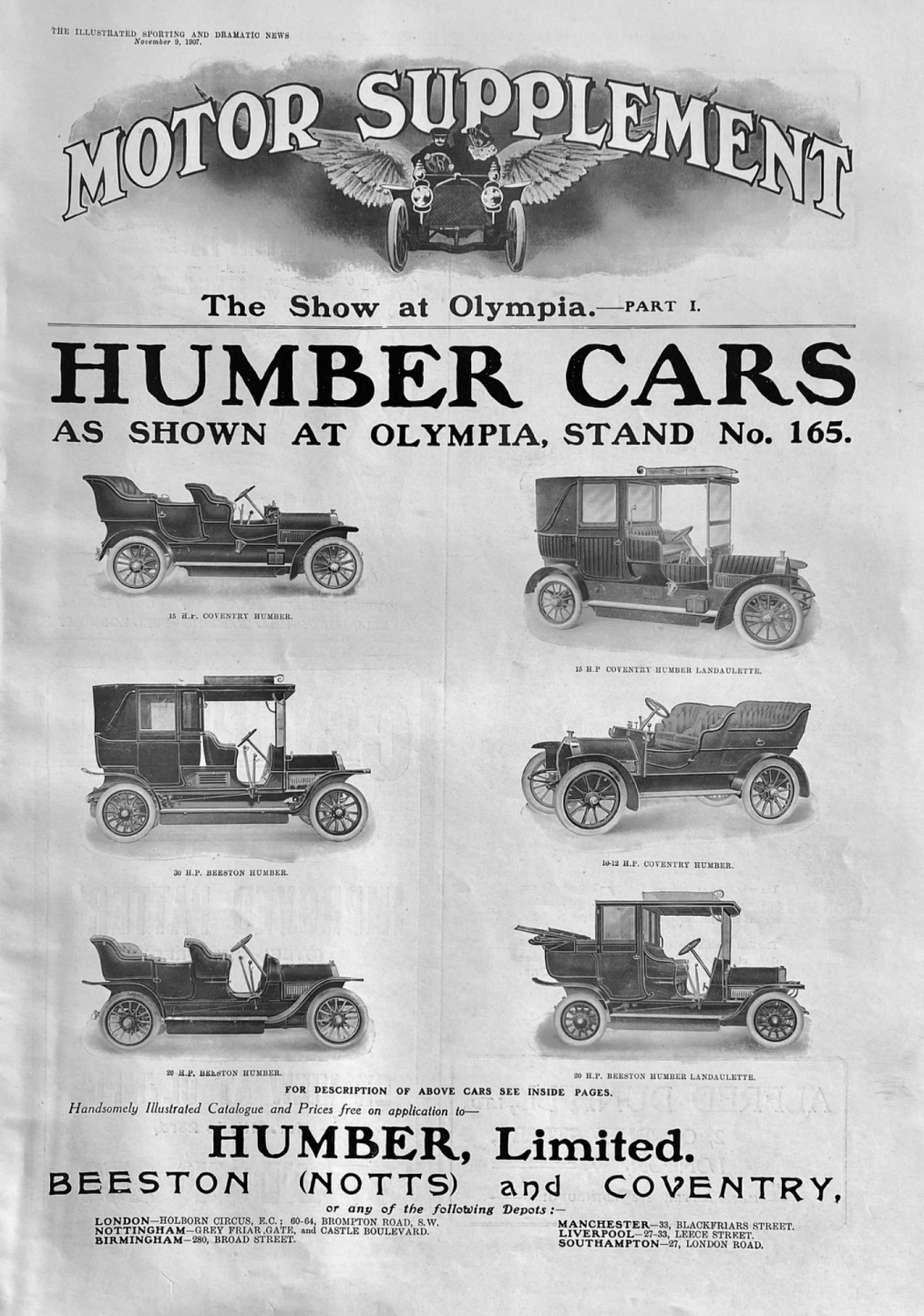 Motor Supplement.  The Show at Olympia.  1907.
