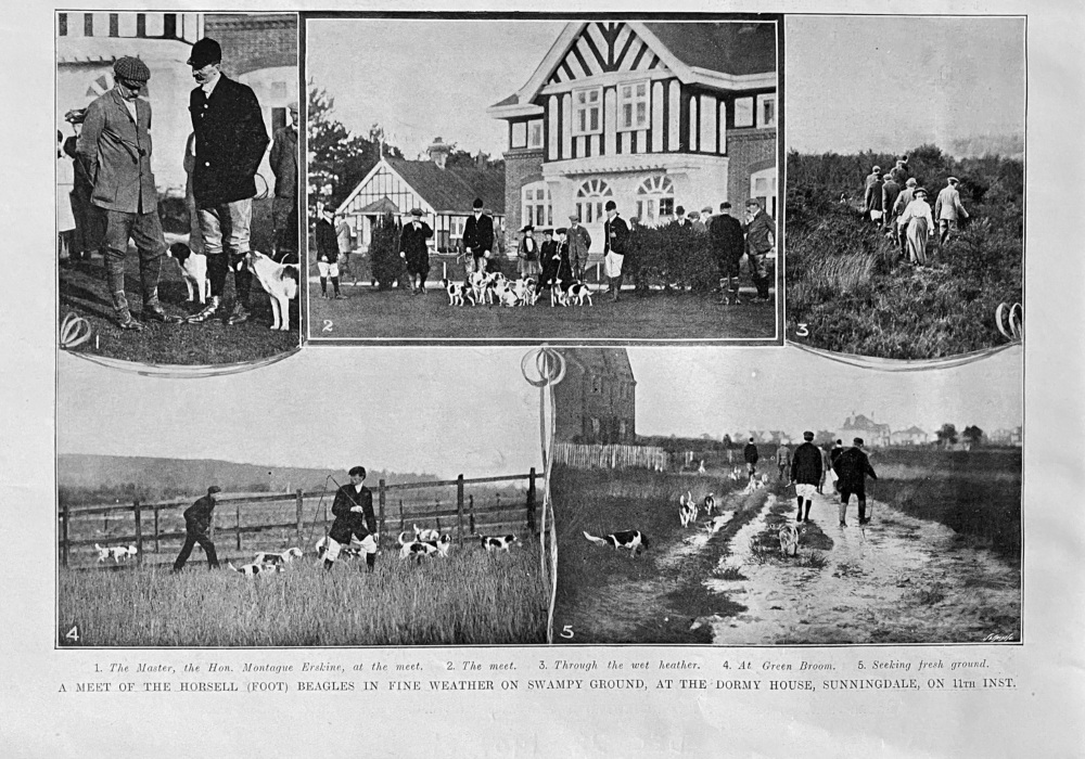A Meet of the Horsell (Foot) Beagles in Fine Weather on Swampy Ground, at the Dormy House, Sunningdale, on the 11th inst. 1907.