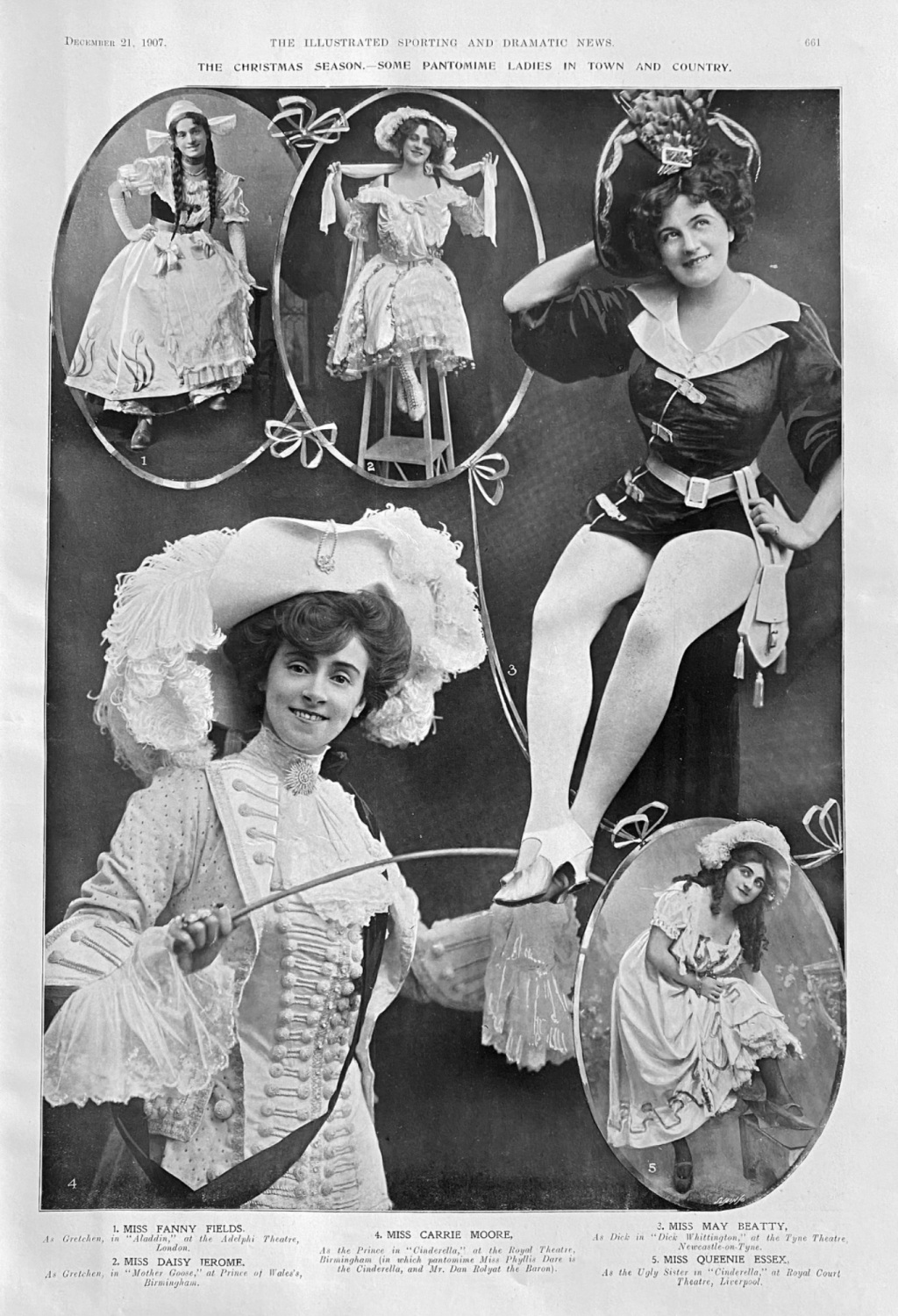 The Christmas Season.- Some Pantomime Ladies in Town and Country.  1907.