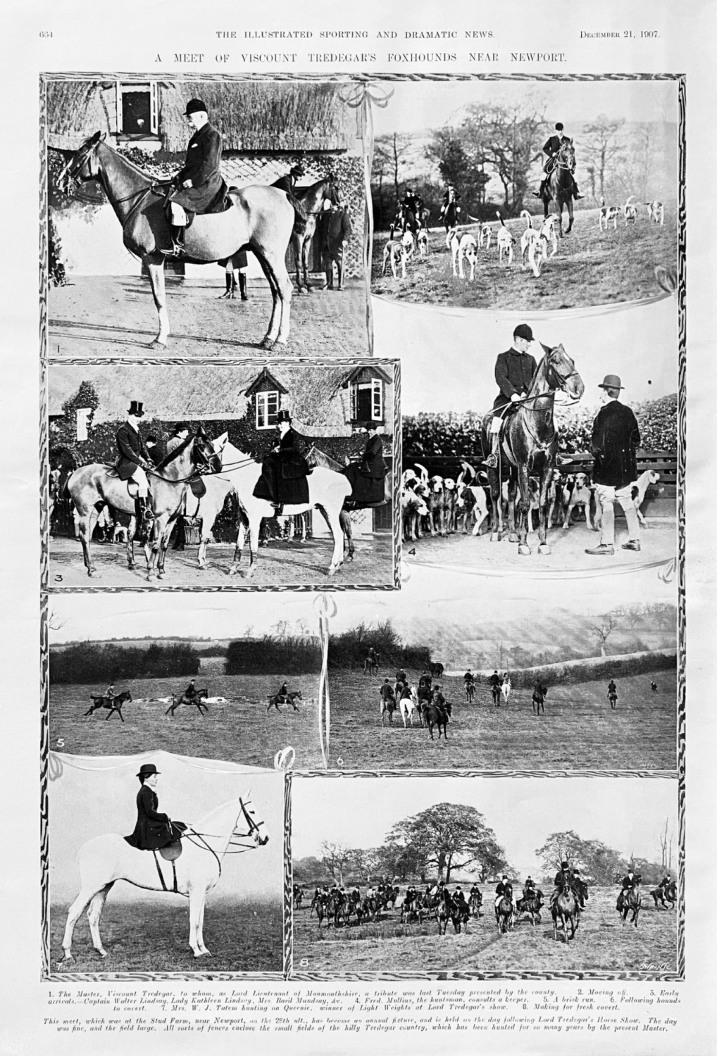 A Meet of Viscount Tredegar's Foxhounds near Newport.  1907.