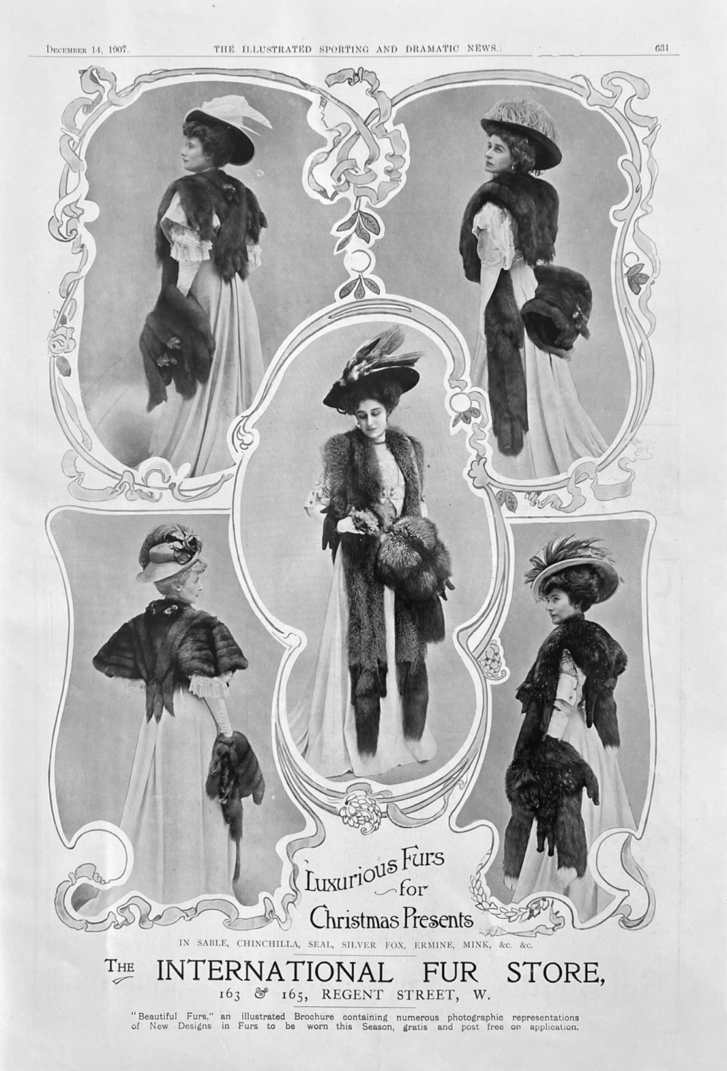 The International Fur Store,  163 & 165, Regent Street, W. London. 1907.