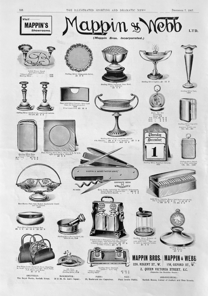 Mappin & Webb Ltd.  1907.
