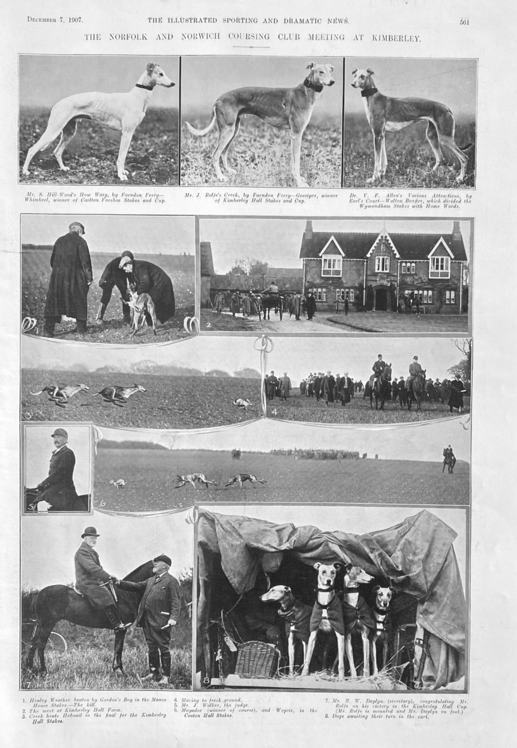 The Norfolk and Norwich Coursing Club Meeting at Kimberley.  1907.