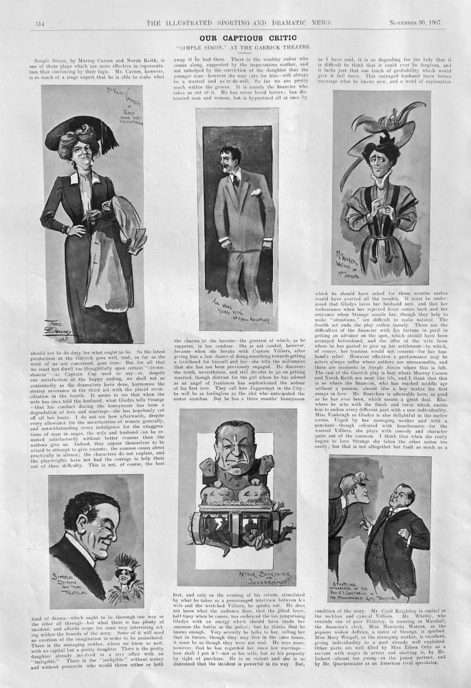 Our Captious Critic.  "Simple Simon," at the Garrick Theatre.  1907.