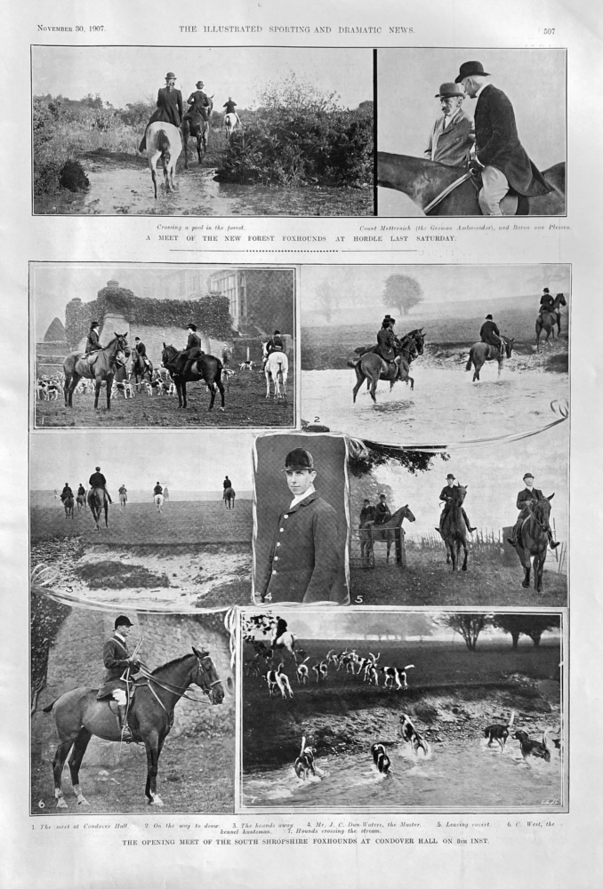 The Opening Meet of the South Shropshire Foxhounds at Condover Hall on 8th, Inst.  1907.