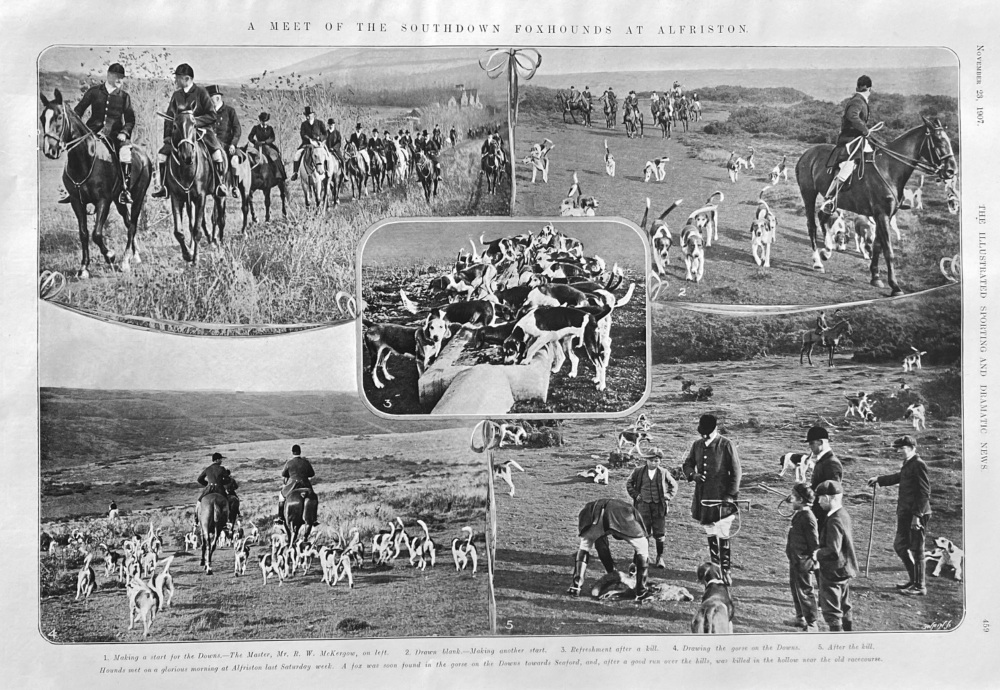 A Meet of the Southdown Foxhounds at Alfriston. 1907.