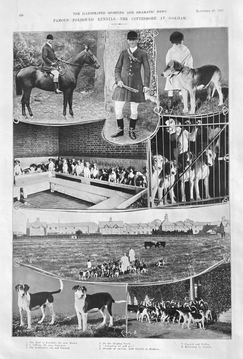 Famous Foxhound Kennels.- The Cottesmore at Oakham.  1907.