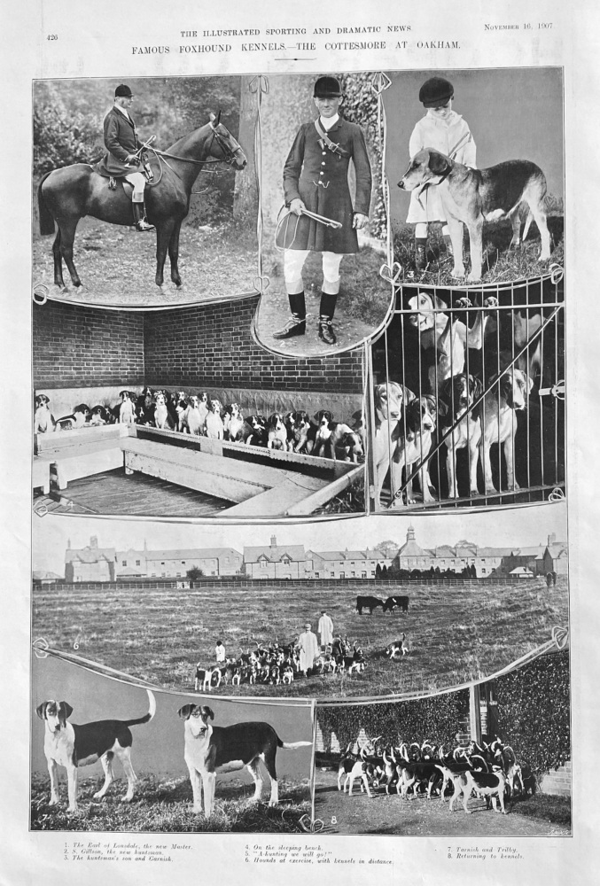 Famous Foxhound Kennels.- The Cottesmore at Oakham.  1907.