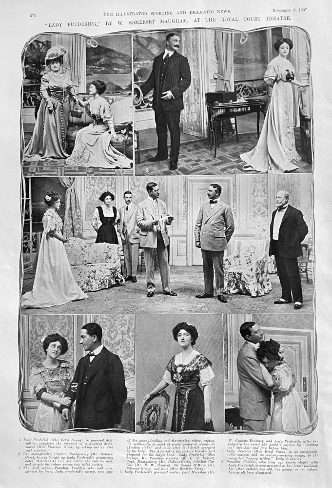 "Lady Frederick." by W. Somerset Maugham, at the Royal Court Theatre.  1907.