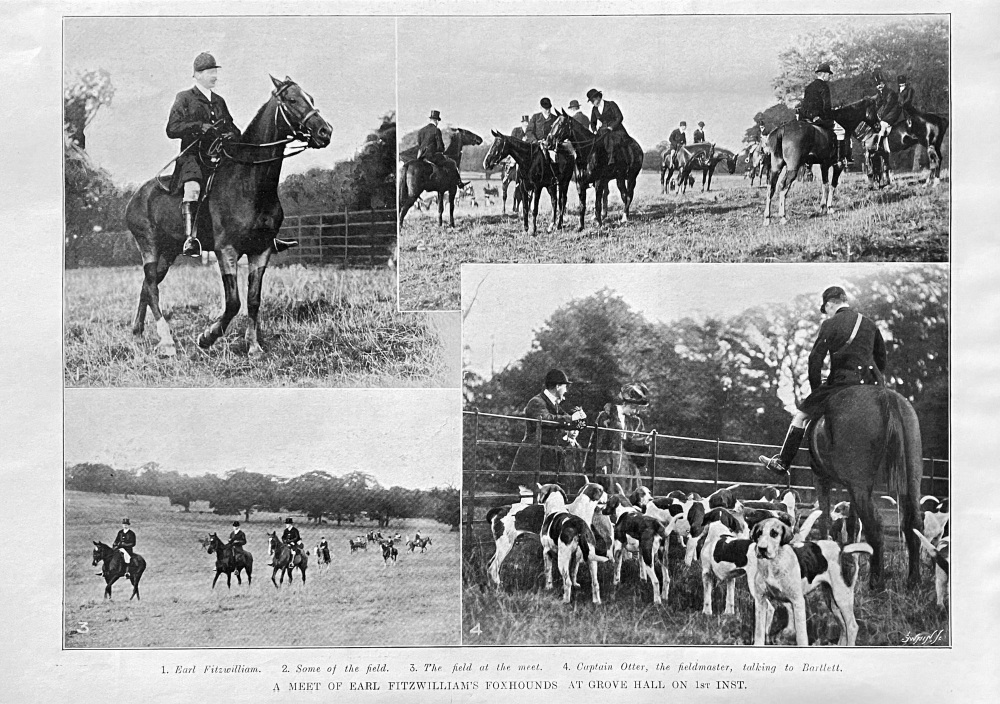 A Meet of Earl Fitzwilliam's Foxhounds at Grove Hall on 1st Inst.  1907.