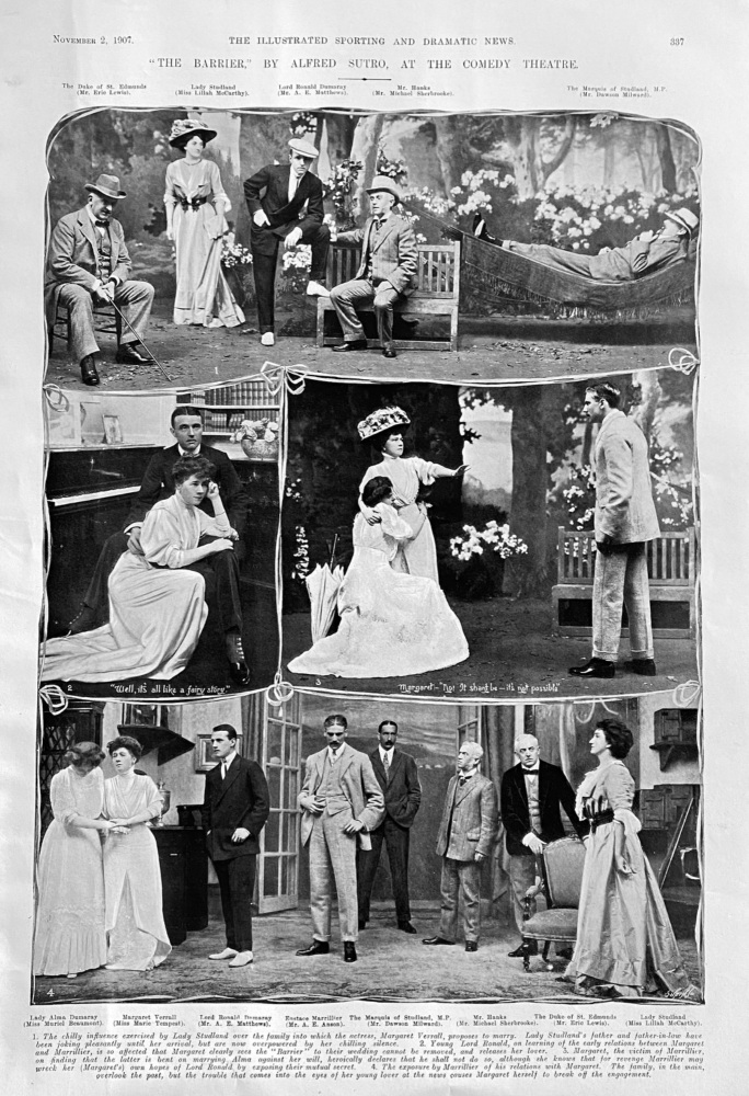 "The Barrier," by Alfred Sutro, at the Comedy Theatre.  1907.