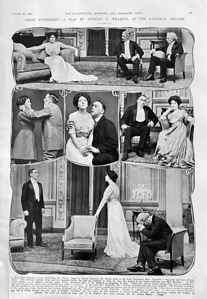 "Irene Wycherley,"  A Play by Anthony P. Wharton, at the Kingsway Theatre.  1907.