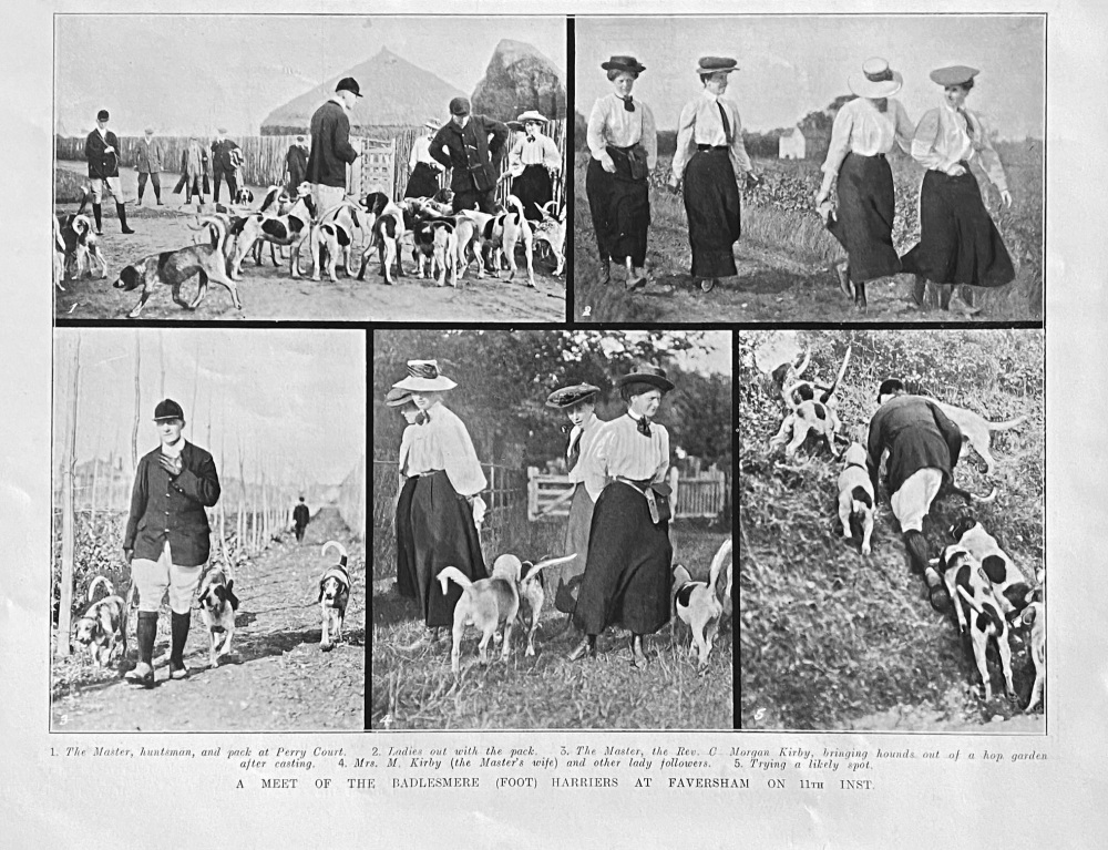 A Meet of the Badlesmere (Foot) Harriers at Faversham on 11th Inst.  1907.