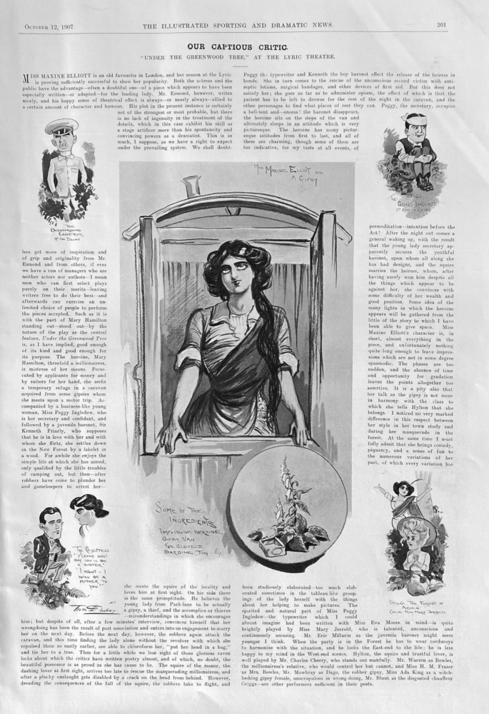Our Captious Critic.  "Under the Greenwood Tree,"  at the Lyric Theatre.  1907.