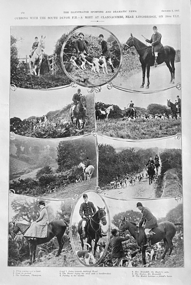 Cubbing with the South Devon F.H.-  A Meet at Clannacombe, near Kingsbridge, on 26th. Ult.  1907.