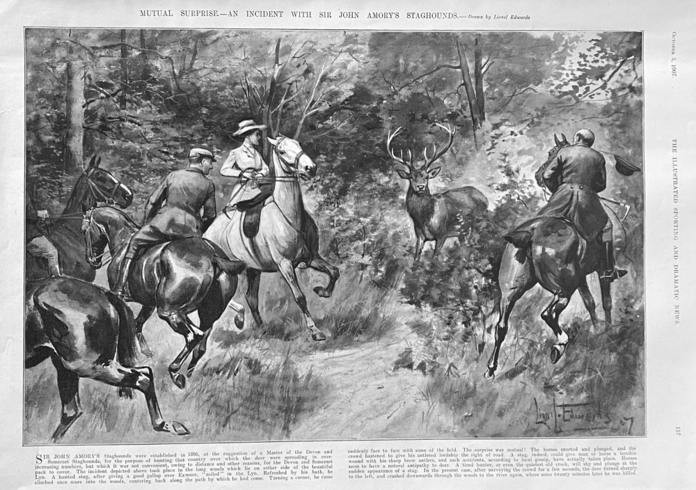 Mutual Surprise.- An Incident with Sir John Amory's Staghounds.  1907.