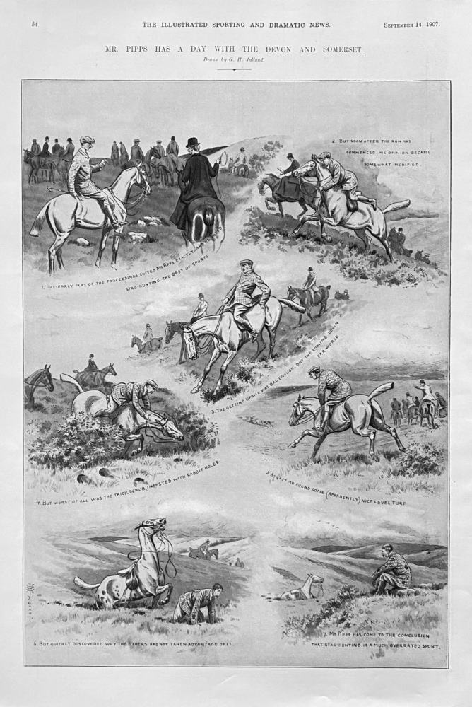 Mr. Pipps has a Day with the Devon and Somerset.  (Hunting) 1907.
