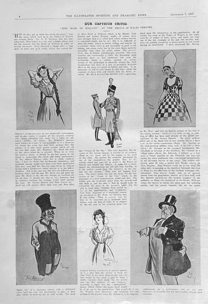 Our Captious Critic, "Miss Hook of Holland,"  at the Prince of Wales Theatre,  1907.