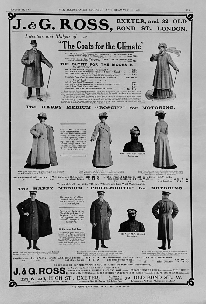 J. & G. Ross, 227 & 228, High Street, Exeter.  &  32, Old Bond Street, W. London.  1907.