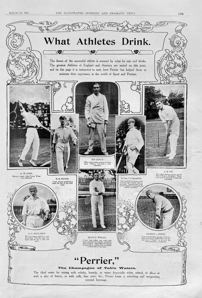 "Perrier," The Champagne of Table Water.  1907.