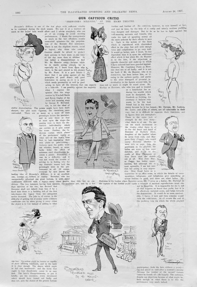 Our Captious Critic.  "Brewster's Millions,"  at the Hicks Theatre.  1907.