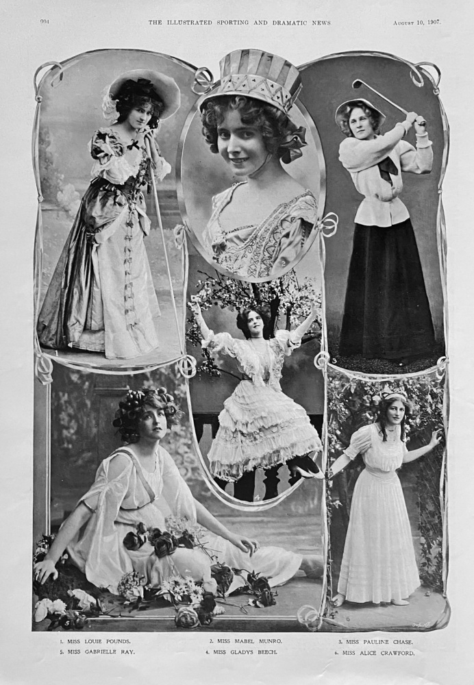 Actresses on the Stage at this Time.  1907.