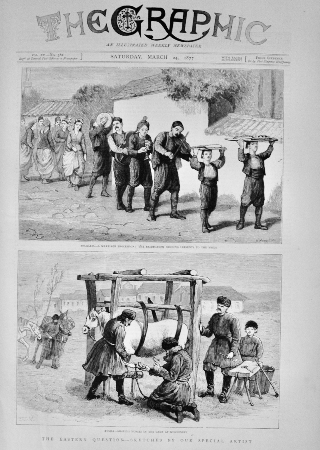 Shoeing Horses in the Camp at Kischineff - 1877