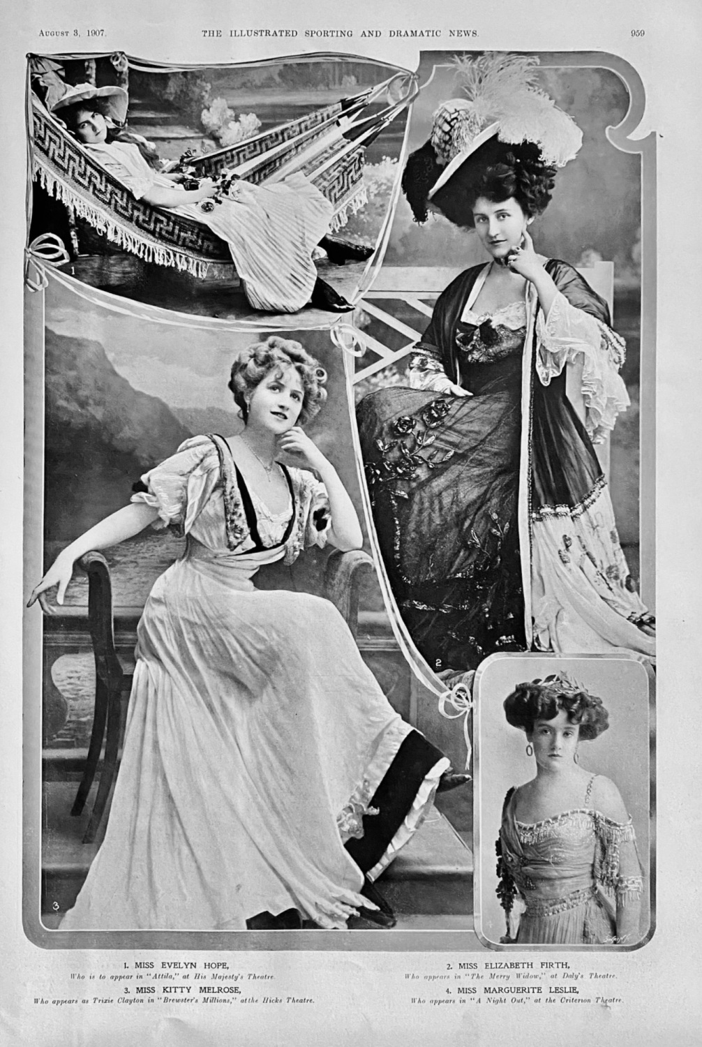 Actresses on the Stage at this Time.  1907.