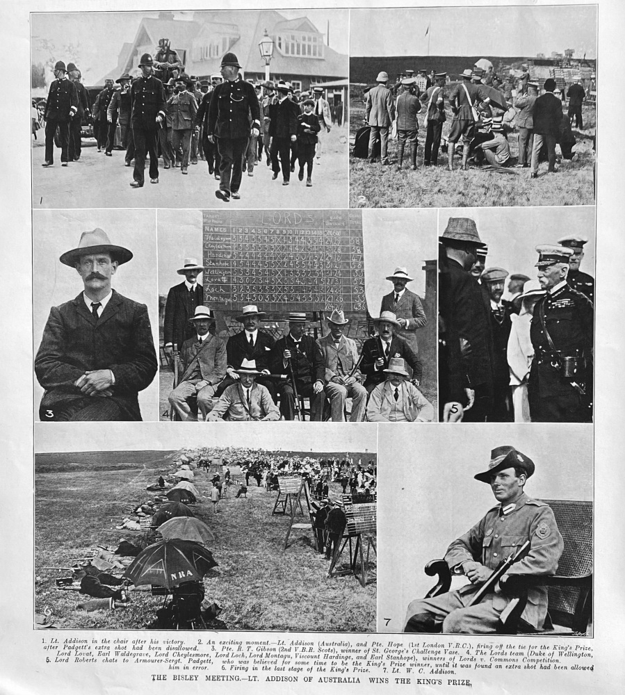 The Bisley Meeting.- Lt. Addison of Australia wins the King's Prize.  1907.