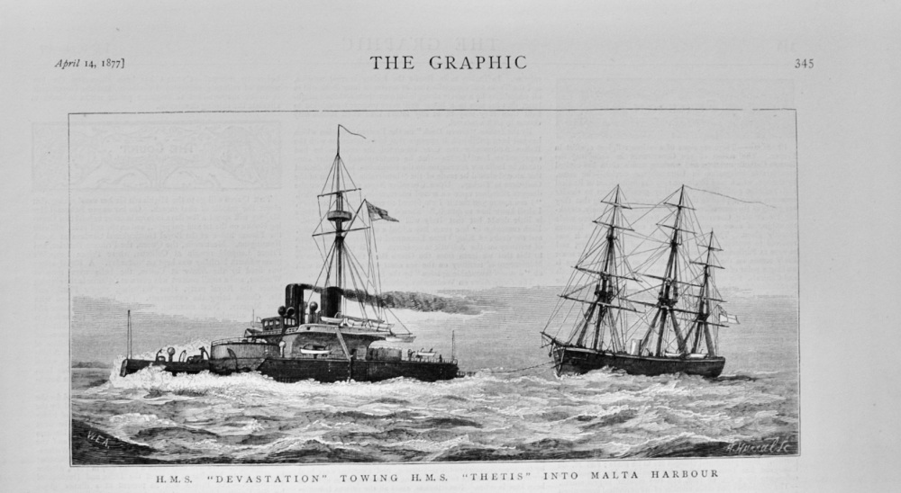 H.M.S. "Devastation" towing H.M.S. "Thetis" - 1877