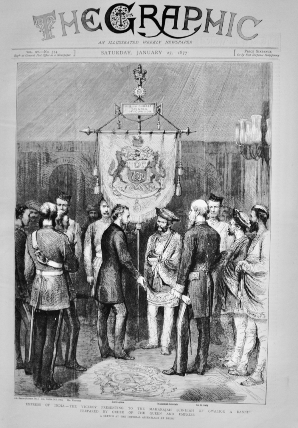 The Viceroy presenting a banner - 1877