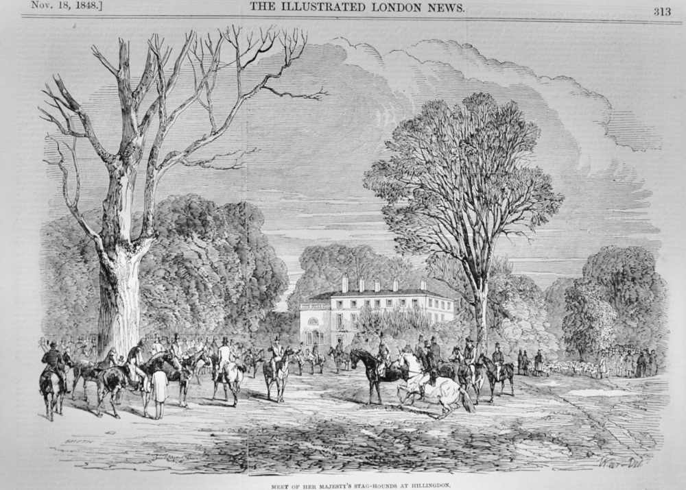 Meet of Her Majesty's Stag Hounds at Hillingdon - 1848