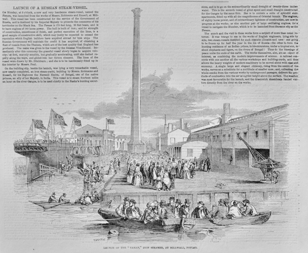 Launch of the "Taman", Iron Steamer - 1848