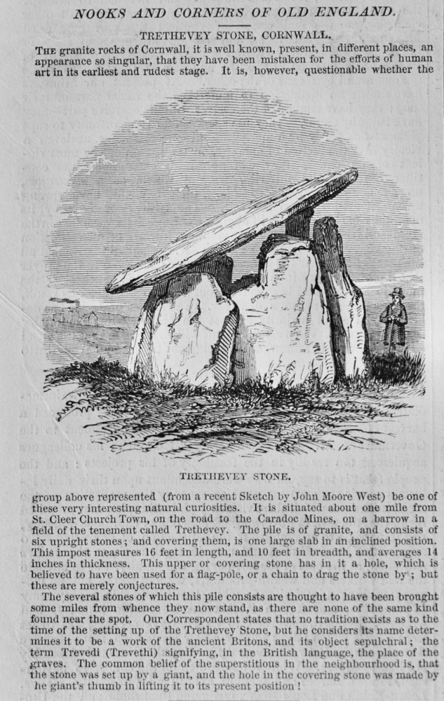 Trethevey Stone, Cornwall - 1848