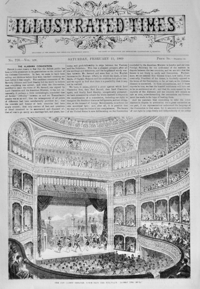 The New Gaiety Theatre - "Robert the Devil" - 1869