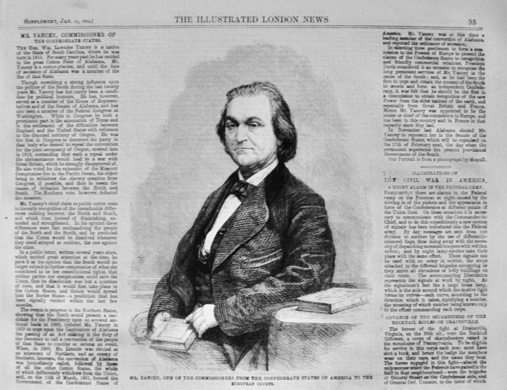 Mr Yancey, Commissioner - America - 1862