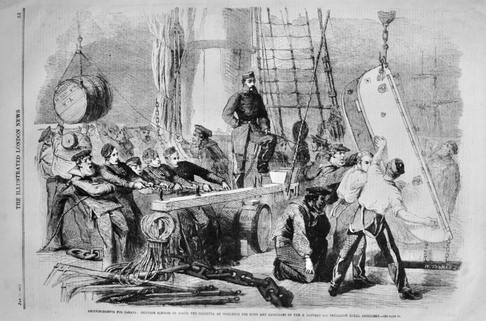 Shipping Sledges on board the "Calcutta" - 1862