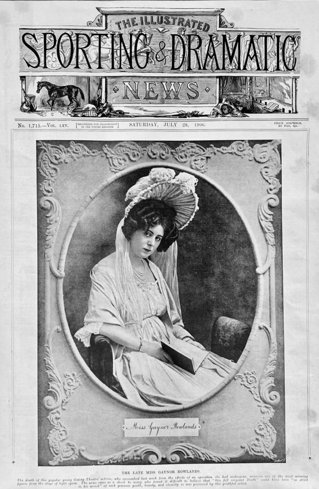 The Late Miss Gaynor Rowlands.  1906.