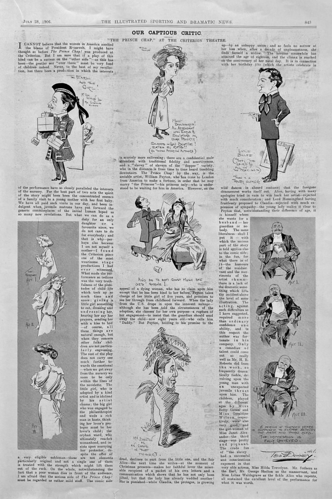 Our Captious Critic.  "The Prince Chap,"  at the Criterion Theatre.  1906.
