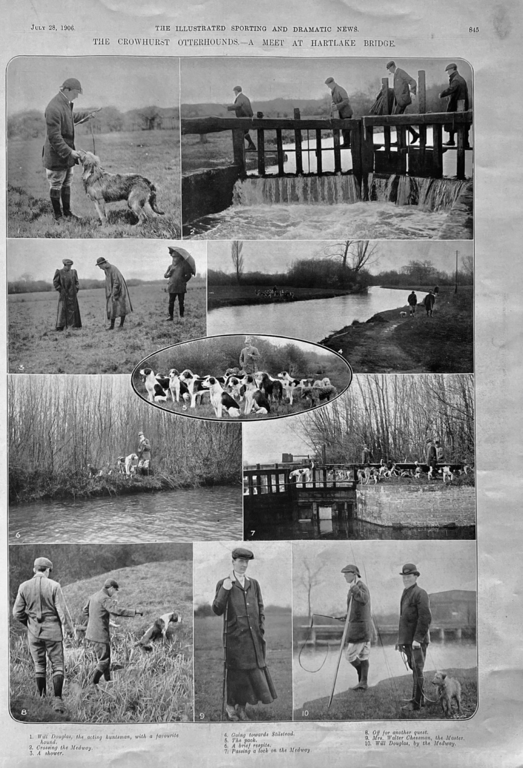 The Crowhurst Otterhounds.- A Meet at Hartlake Bridge.  1906.