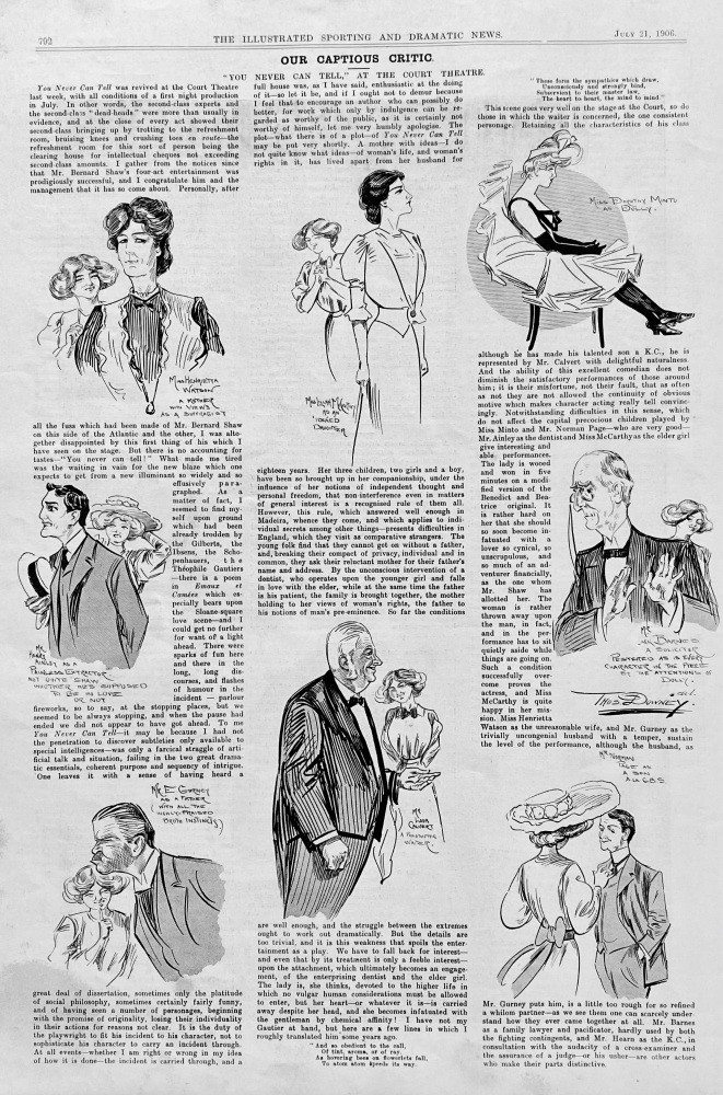 Our Captious Critic.  "You Never Can Tell,"  at the Court Theatre.  1906.