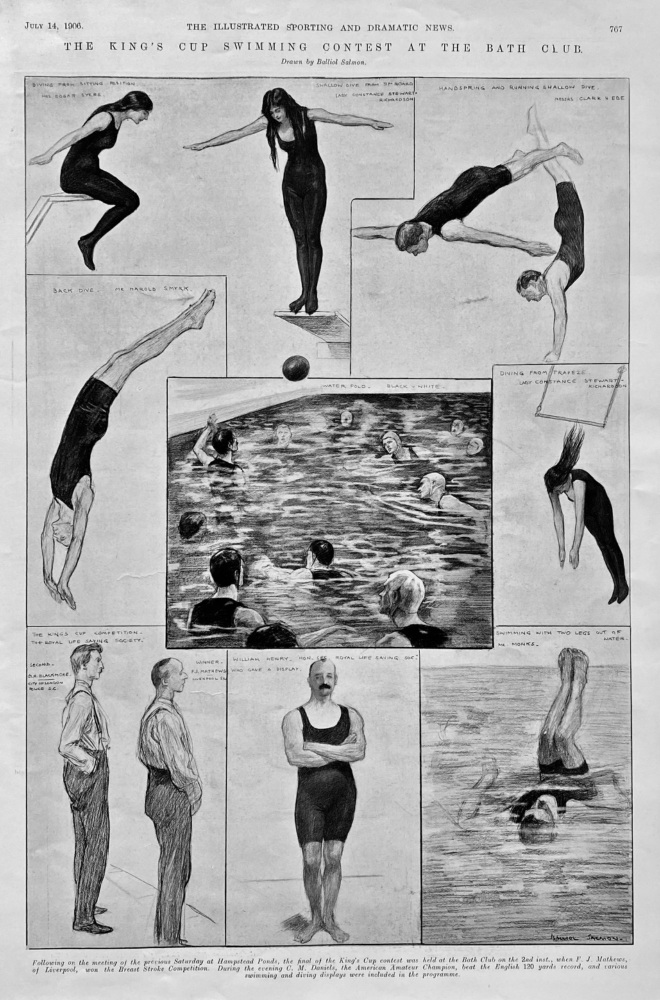 The King's Cup Swimming Contest at the Bath Club.  1906.